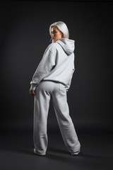 Heavyweight Relaxed Fit Sweatpants Women - Light Gray/Black - Mount Alpha Clothing®