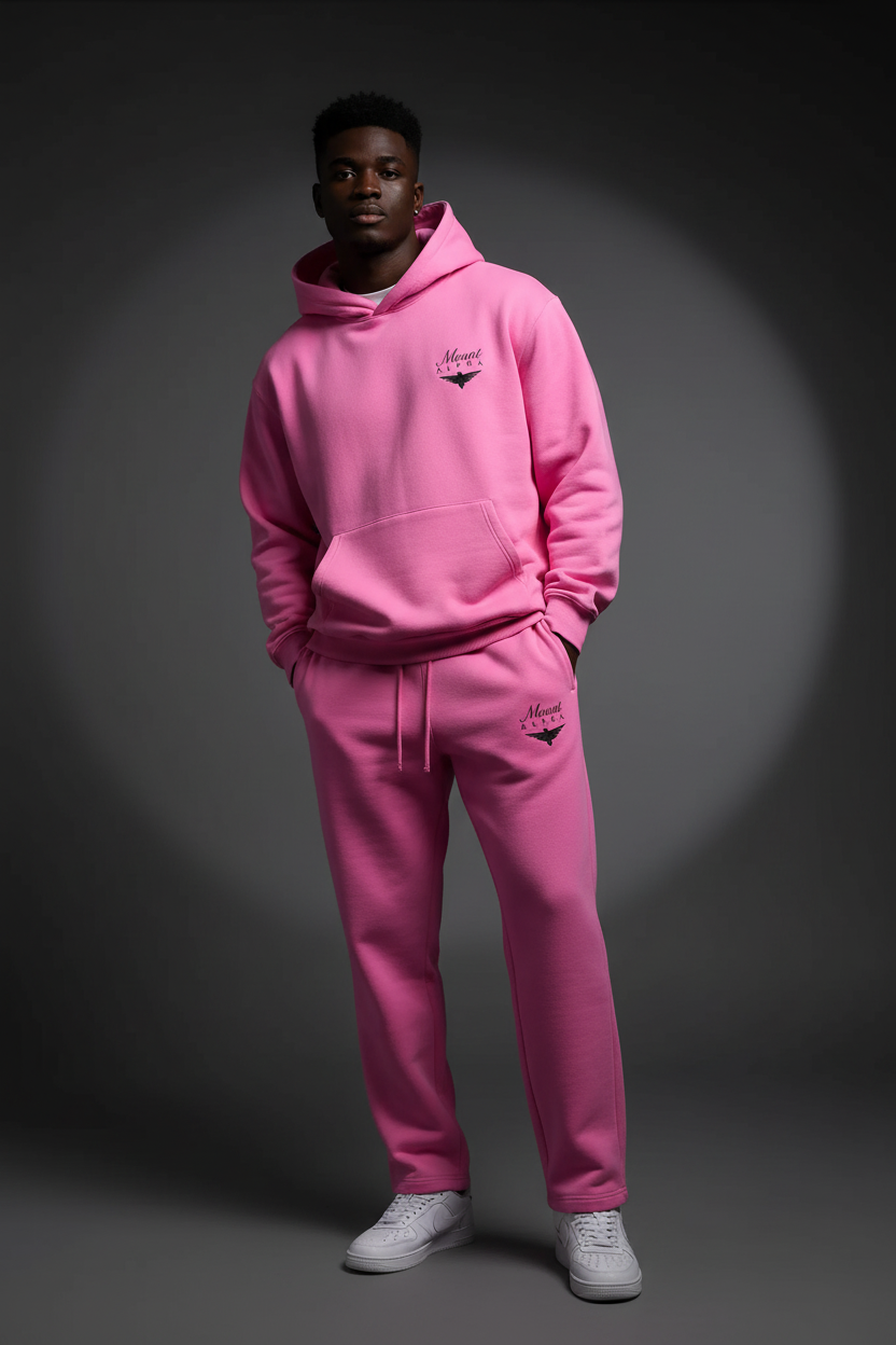 Heavyweight Relaxed Fit Sweatpants Men - Pink/Black - Mount Alpha Clothing®
