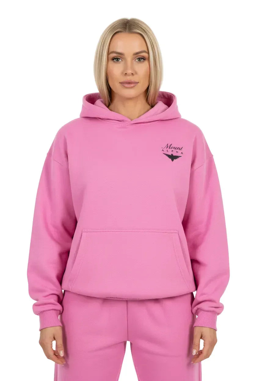 Heavyweight Unisex Boxy Hoodie - Pink/Black - Mount Alpha Clothing®