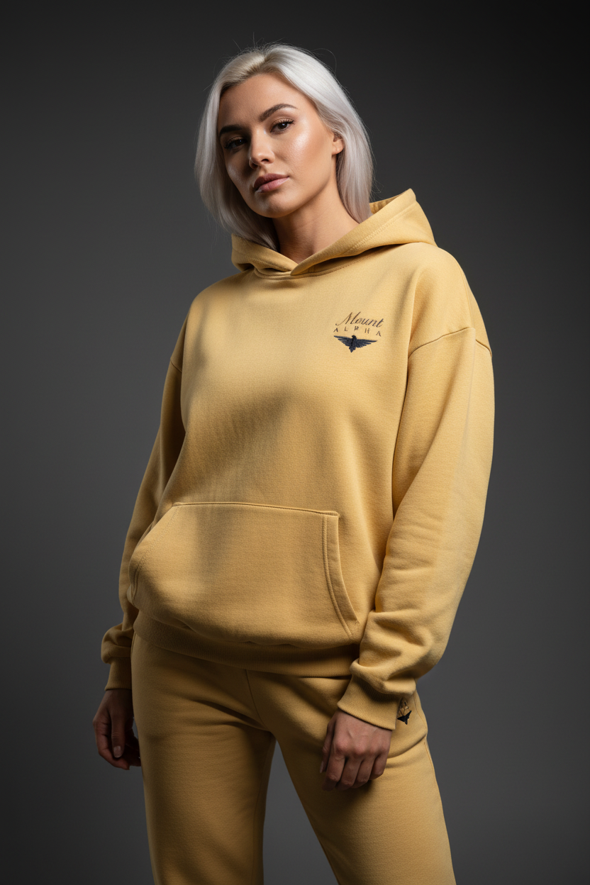 Heavyweight Unisex Boxy Hoodie - Yellow/Black - Mount Alpha Clothing®