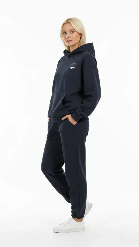 Heavyweight Unisex Boxy Hoodie - Navy Blue/White - Mount Alpha Clothing®