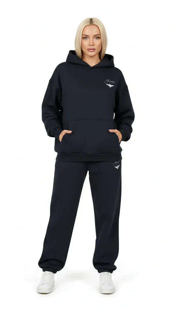 Heavyweight Unisex Boxy Hoodie - Navy Blue/White - Mount Alpha Clothing®
