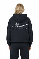 Heavyweight Unisex Boxy Hoodie - Navy Blue/White - Mount Alpha Clothing®