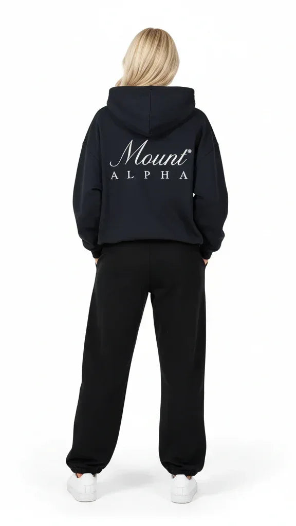 Heavyweight Unisex Boxy Hoodie - Navy Blue/White - Mount Alpha Clothing®