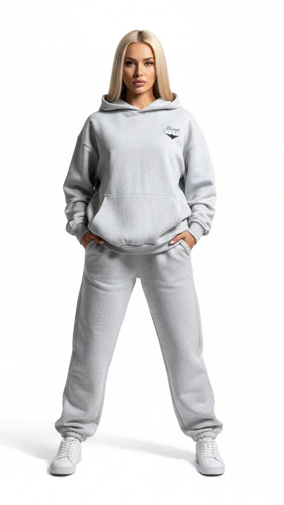 Heavyweight Unisex Boxy Hoodie - Light Gray/Black - Mount Alpha Clothing®