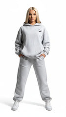 Heavyweight Unisex Boxy Hoodie - Light Gray/Black - Mount Alpha Clothing®