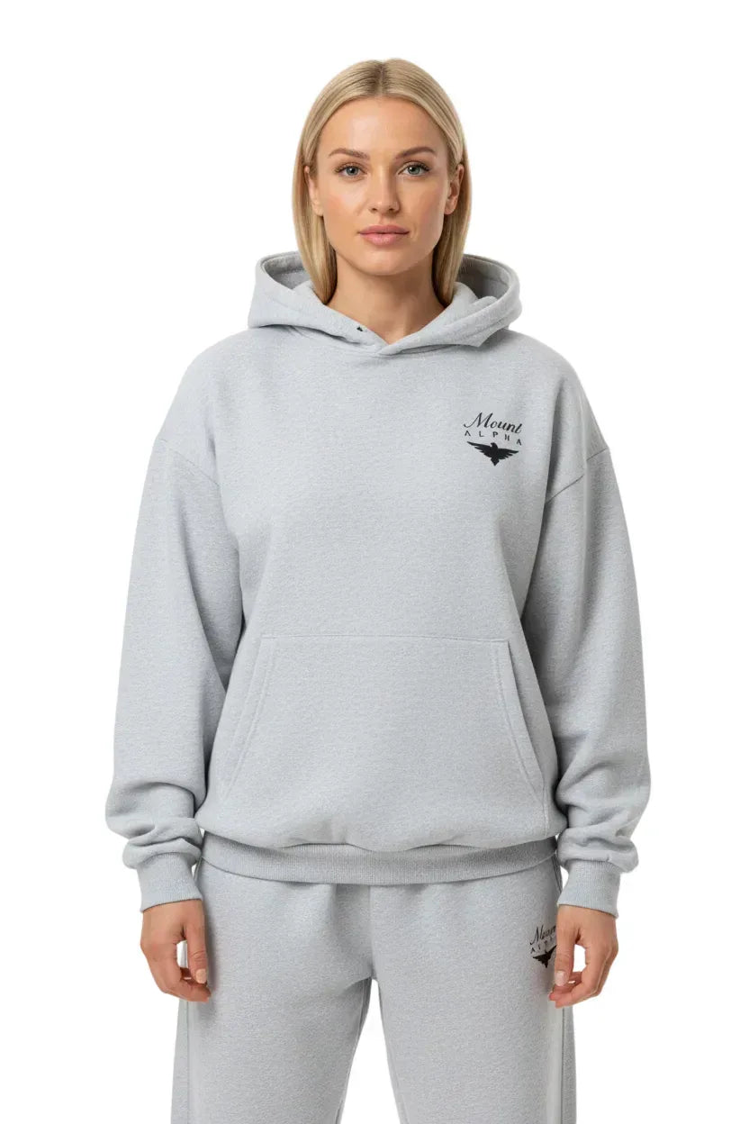 Heavyweight Unisex Boxy Hoodie - Light Gray/Black - Mount Alpha Clothing®