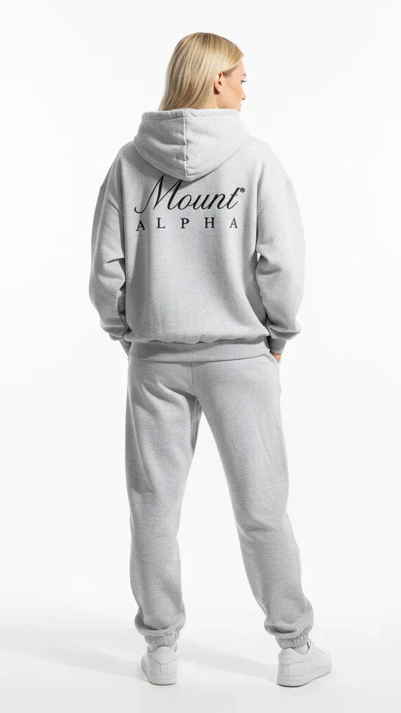 Heavyweight Unisex Boxy Hoodie - Light Gray/Black - Mount Alpha Clothing®