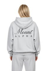 Heavyweight Unisex Boxy Hoodie - Light Gray/Black - Mount Alpha Clothing®