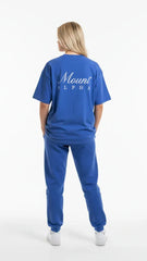 Super Heavyweight Oversized Unisex Tee - Cerulean Blue/White - Mount Alpha Clothing®