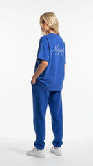 Super Heavyweight Oversized Unisex Tee - Cerulean Blue/White - Mount Alpha Clothing®
