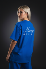 Super Heavyweight Oversized Unisex Tee - Cerulean Blue/White - Mount Alpha Clothing®
