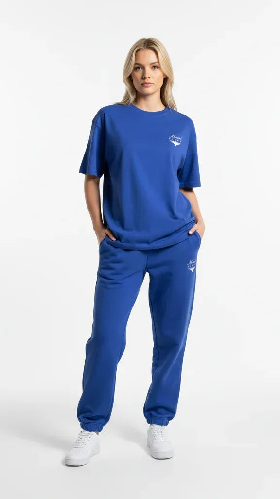 Super Heavyweight Oversized Unisex Tee - Cerulean Blue/White - Mount Alpha Clothing®