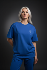 Super Heavyweight Oversized Unisex Tee - Cerulean Blue/White - Mount Alpha Clothing®