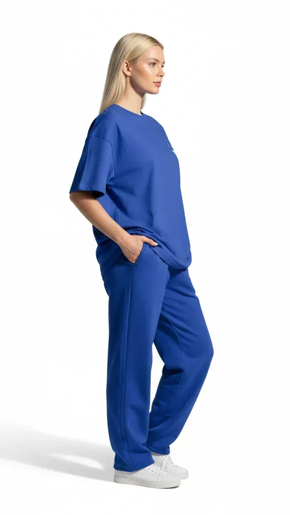 Super Heavyweight Oversized Unisex Tee - Cerulean Blue/White - Mount Alpha Clothing®
