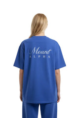 Super Heavyweight Oversized Unisex Tee - Cerulean Blue/White - Mount Alpha Clothing®