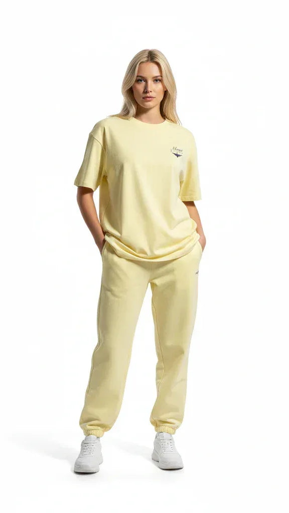 Super Heavyweight Oversized Unisex Tee - Pale Goldenrod/Black - Mount Alpha Clothing®