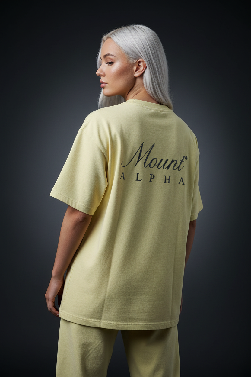 Super Heavyweight Oversized Unisex Tee - Pale Goldenrod/Black - Mount Alpha Clothing®