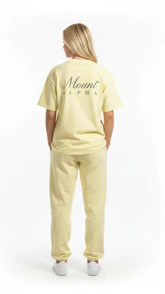 Super Heavyweight Oversized Unisex Tee - Pale Goldenrod/Black - Mount Alpha Clothing®