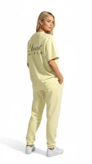 Super Heavyweight Oversized Unisex Tee - Pale Goldenrod/Black - Mount Alpha Clothing®
