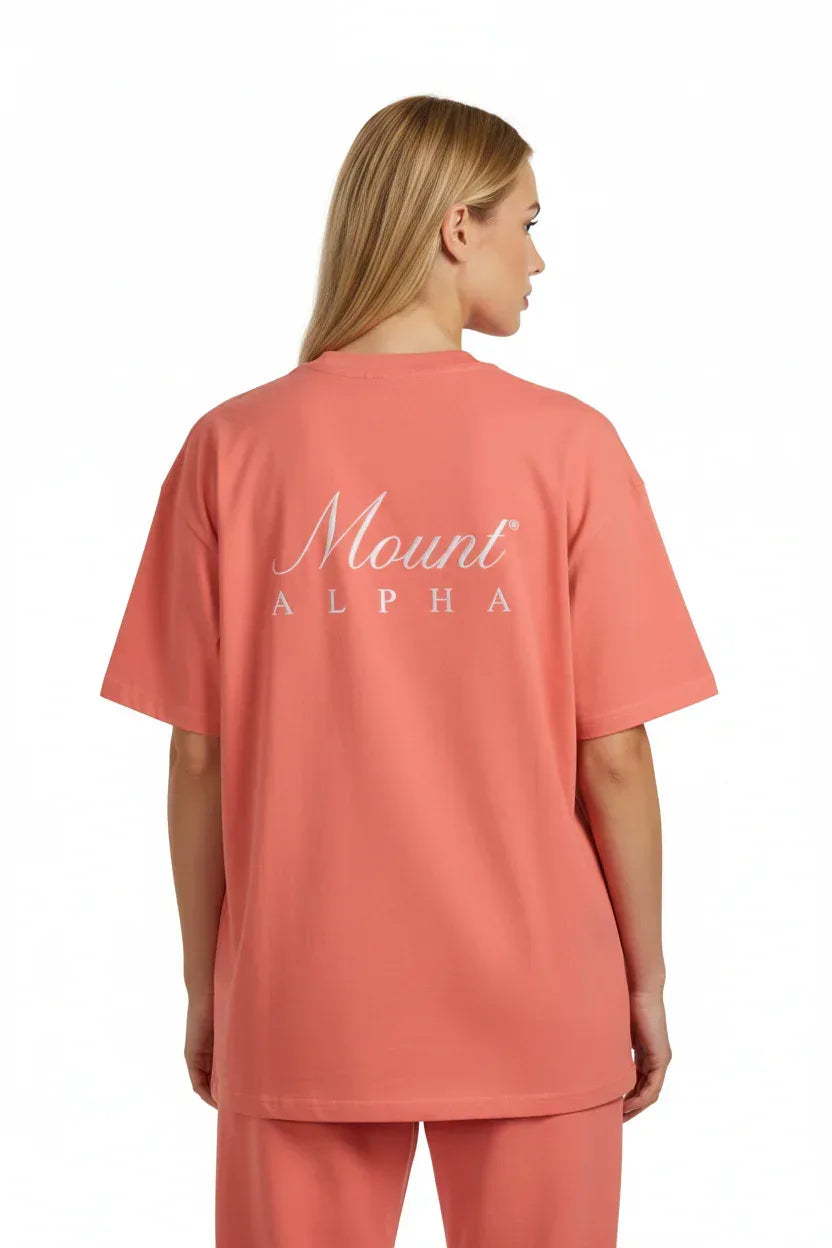 Super Heavyweight Oversized Unisex Tee - Salmon/White - Mount Alpha Clothing®