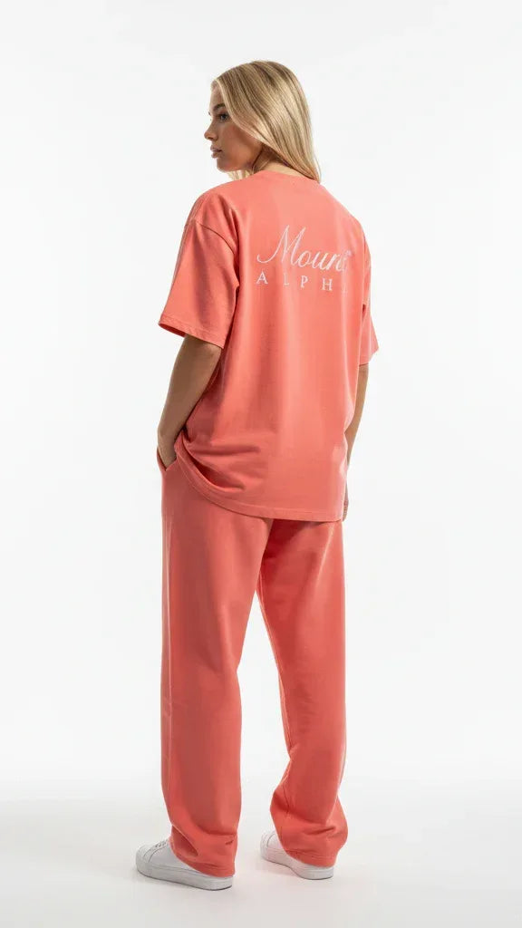 Super Heavyweight Oversized Unisex Tee - Salmon/White - Mount Alpha Clothing®