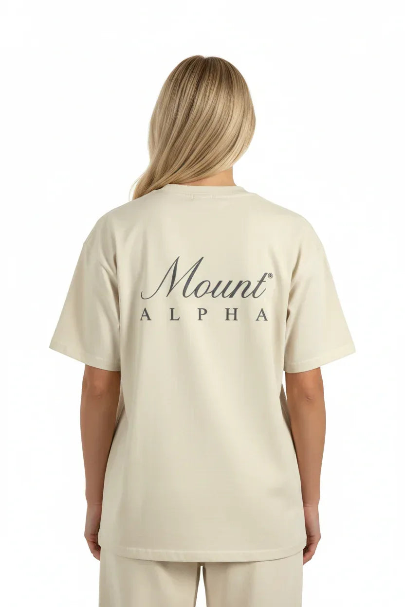 Super Heavyweight Oversized Unisex Tee - White Rock/Black - Mount Alpha Clothing®