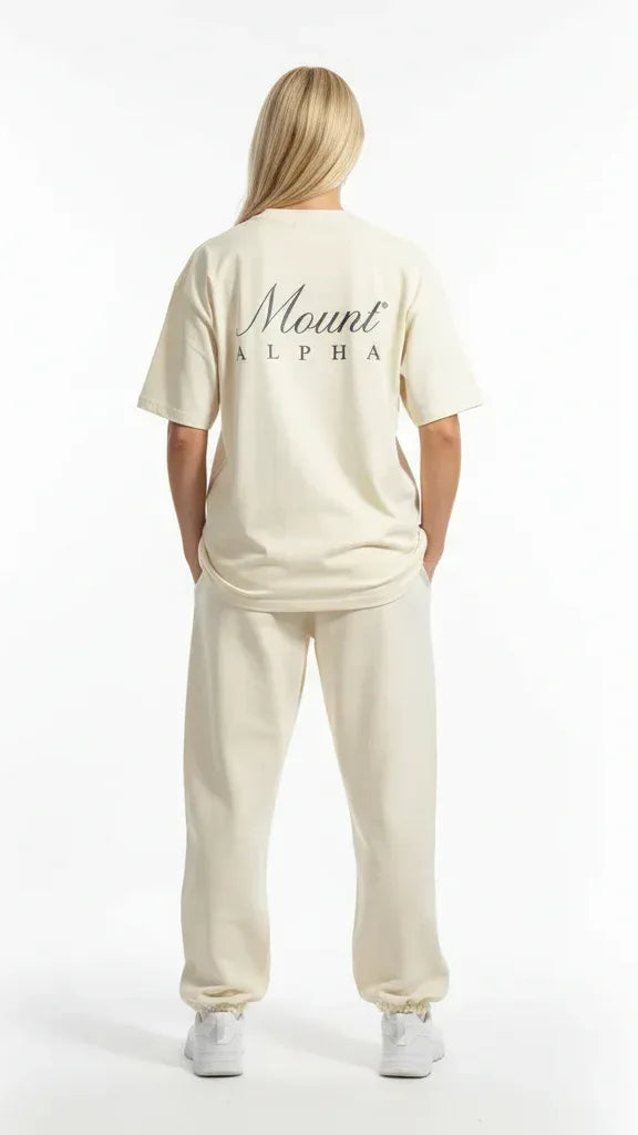 Super Heavyweight Oversized Unisex Tee - White Rock/Black - Mount Alpha Clothing®
