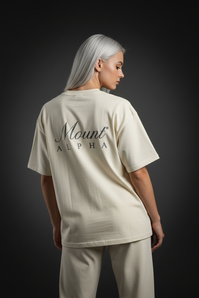 Super Heavyweight Oversized Unisex Tee - White Rock/Black - Mount Alpha Clothing®