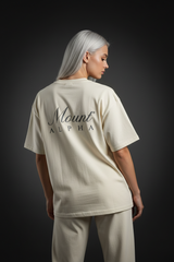 Super Heavyweight Oversized Unisex Tee - White Rock/Black - Mount Alpha Clothing®