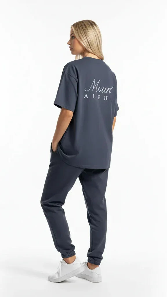 Super Heavyweight Oversized Unisex Tee - Regal Blue/White - Mount Alpha Clothing®