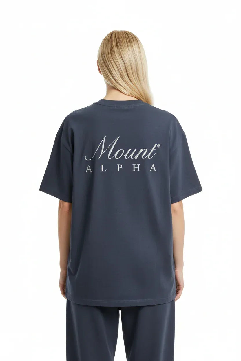 Super Heavyweight Oversized Unisex Tee - Regal Blue/White - Mount Alpha Clothing®