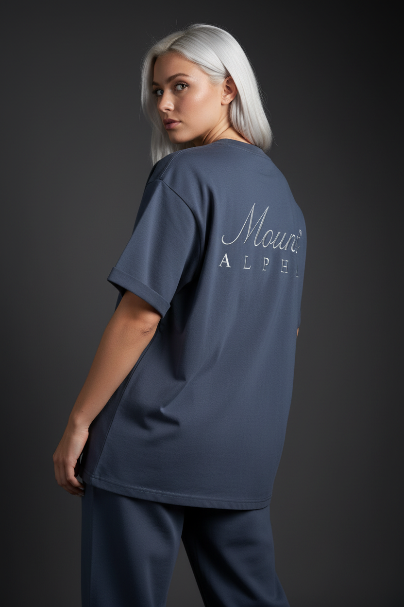 Super Heavyweight Oversized Unisex Tee - Regal Blue/White - Mount Alpha Clothing®