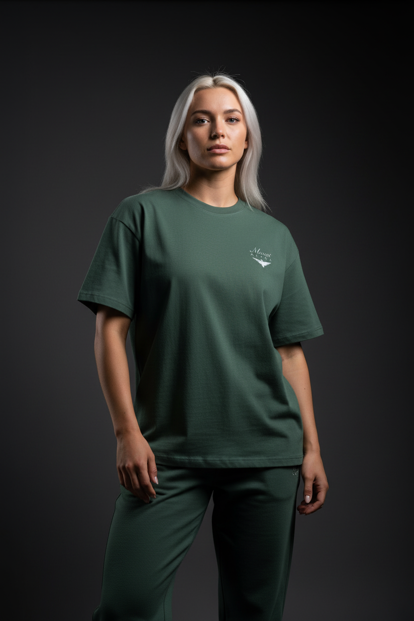 Super Heavyweight Oversized Unisex Tee - Cactus Green/White - Mount Alpha Clothing®