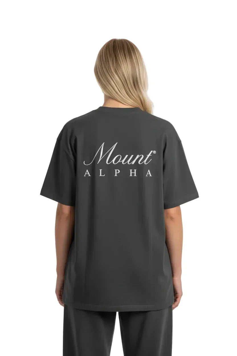 Super Heavyweight Oversized Unisex Tee - Black/White - Mount Alpha Clothing®