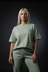 Super Heavyweight Oversized Unisex Tee - Pastel Gray/Black - Mount Alpha Clothing®