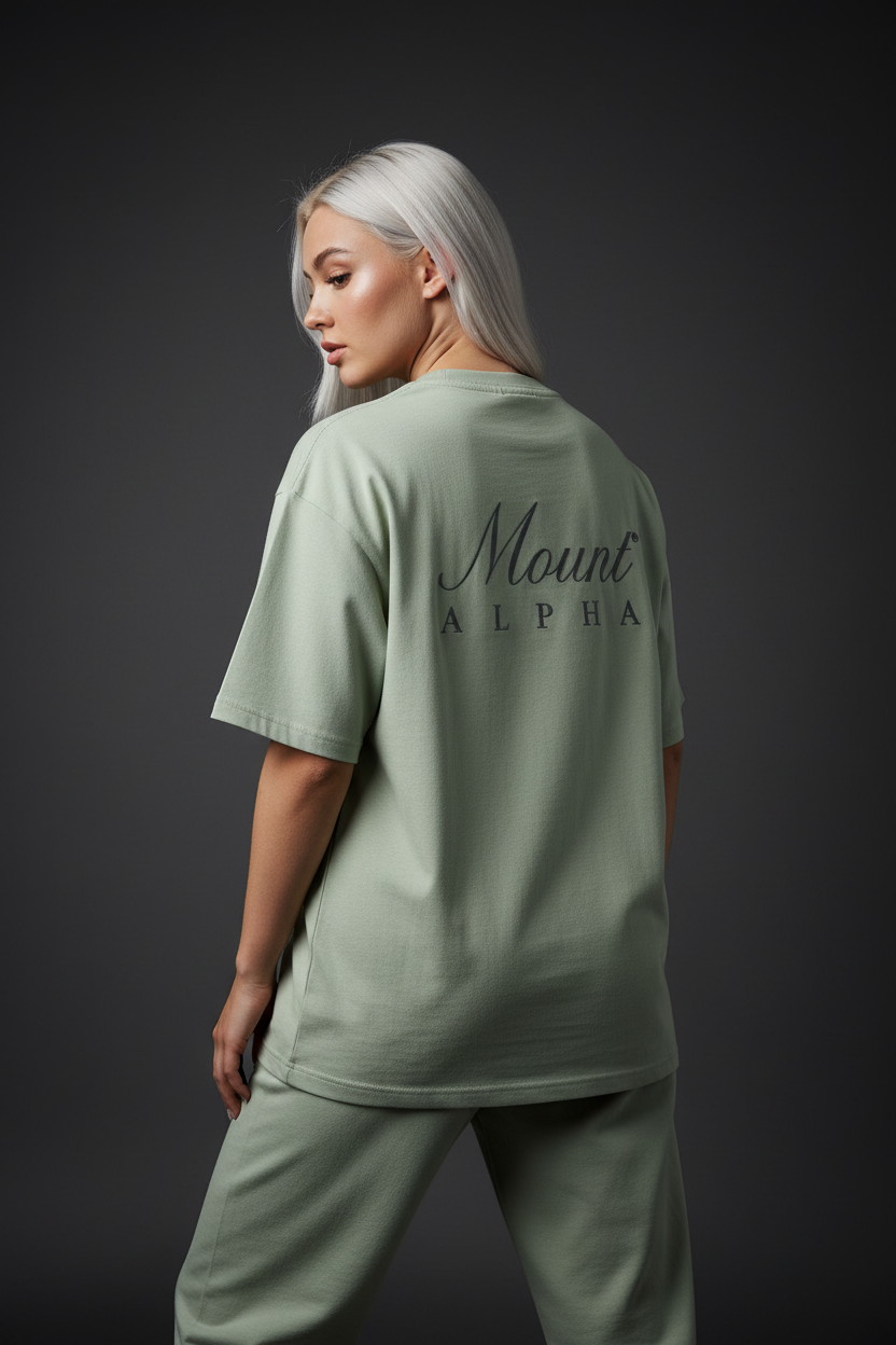 Super Heavyweight Oversized Unisex Tee - Pastel Gray/Black - Mount Alpha Clothing®