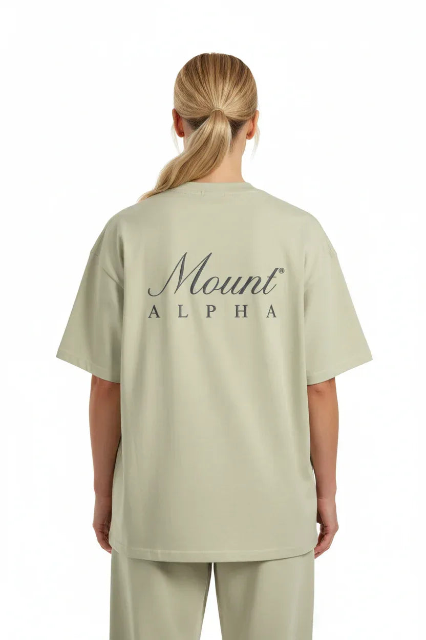 Super Heavyweight Oversized Unisex Tee - Pastel Gray/Black - Mount Alpha Clothing®