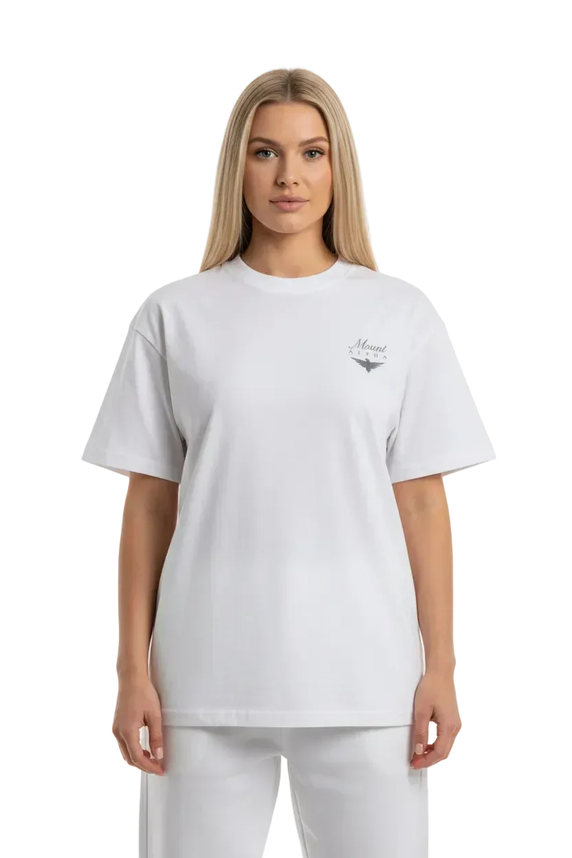 Super Heavyweight Oversized Unisex Tee - White/Black - Mount Alpha Clothing®