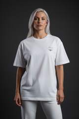 Super Heavyweight Oversized Unisex Tee - White/Black - Mount Alpha Clothing®