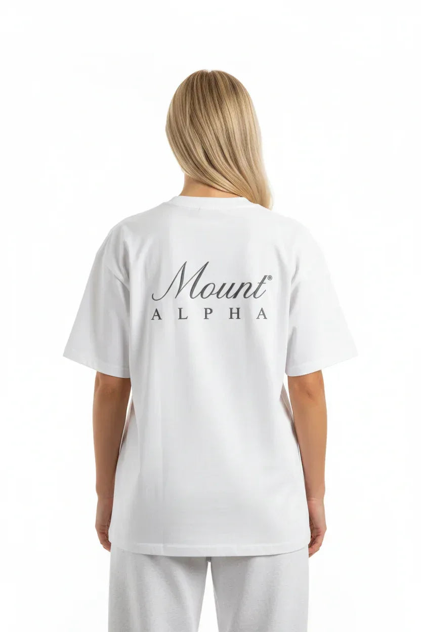 Super Heavyweight Oversized Unisex Tee - White/Black - Mount Alpha Clothing®