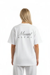 Super Heavyweight Oversized Unisex Tee - White/Black - Mount Alpha Clothing®
