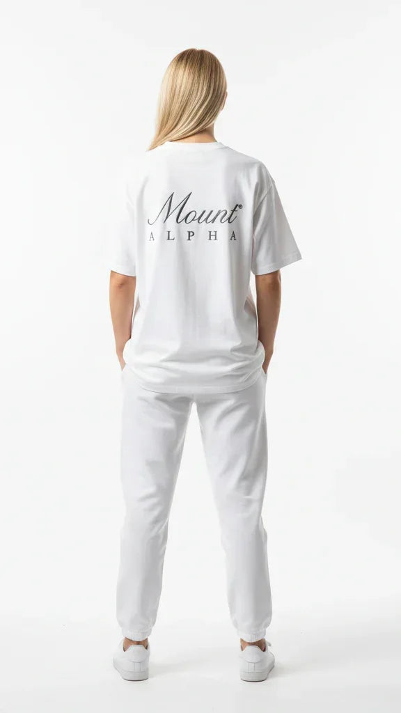 Super Heavyweight Oversized Unisex Tee - White/Black - Mount Alpha Clothing®