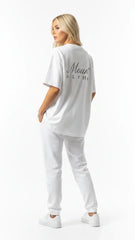 Super Heavyweight Oversized Unisex Tee - White/Black - Mount Alpha Clothing®