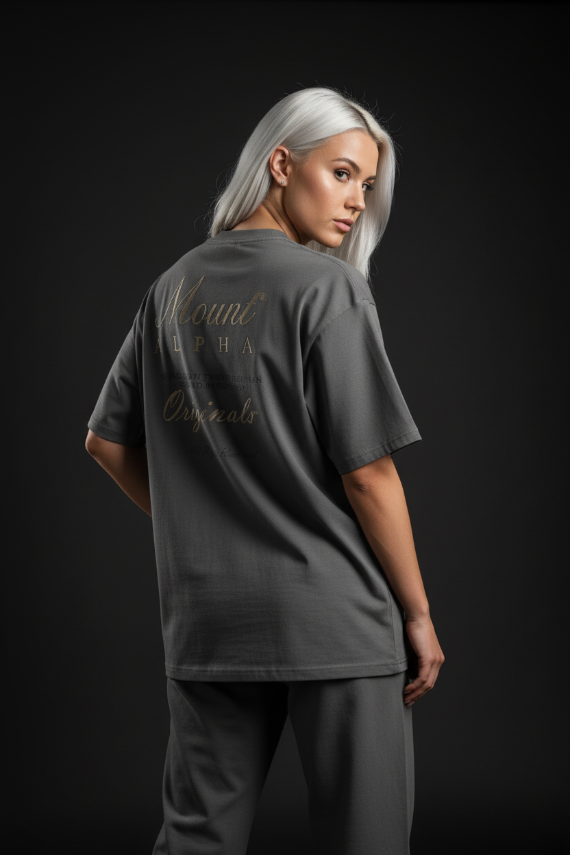 Ultra Heavyweight Oversized Unisex Woman Tee - Carbon Grey/Originals - Mount Alpha Clothing®