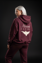Heavyweight Full-Zip Unisex Woman Hoodie - Red Burgund/Velvet Off White - Mount Alpha Clothing®