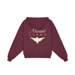 Heavyweight Full-Zip Unisex Woman Hoodie - Red Burgund/Velvet Off White - Mount Alpha Clothing®