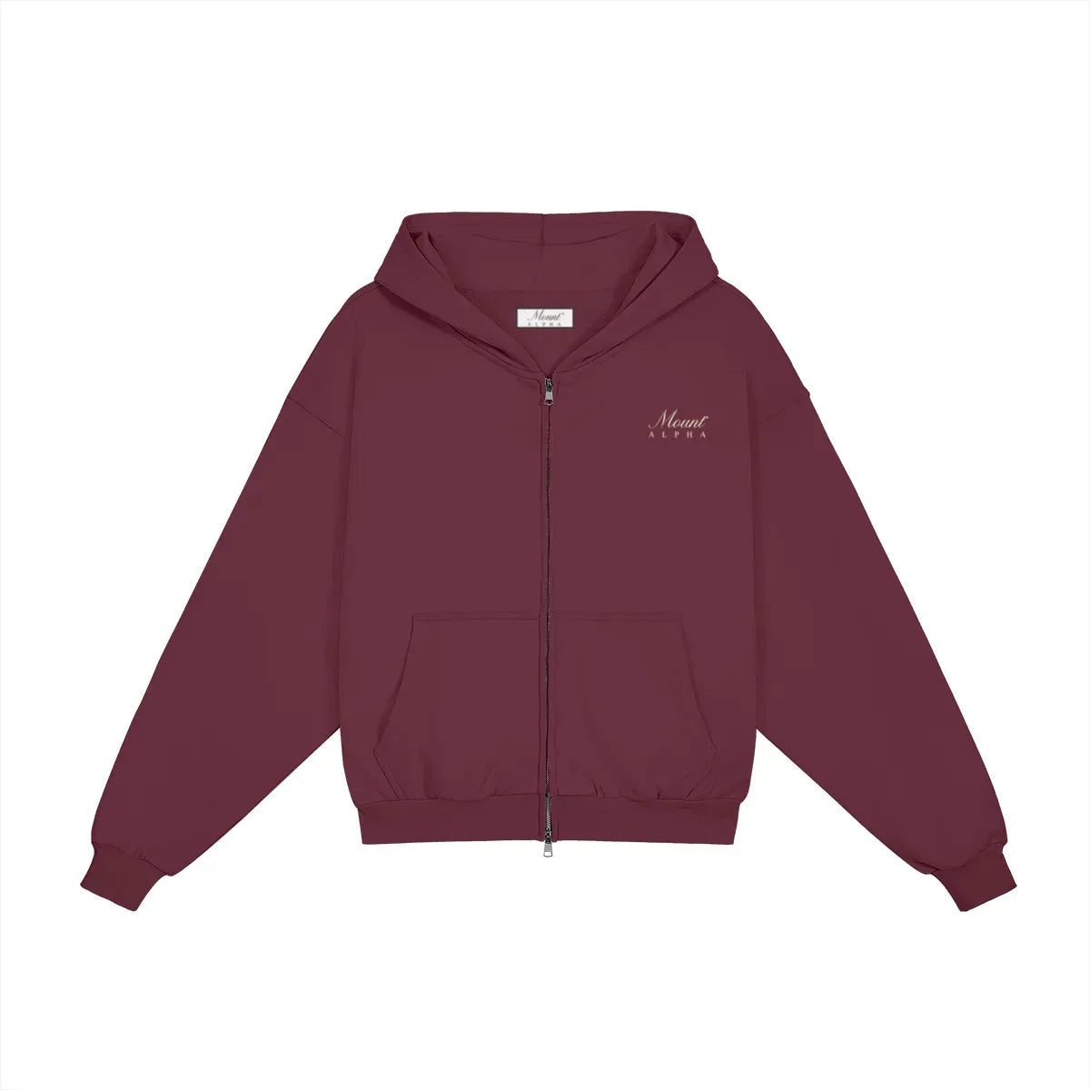 Heavyweight Full-Zip Unisex Woman Hoodie - Red Burgund/Velvet Off White - Mount Alpha Clothing®