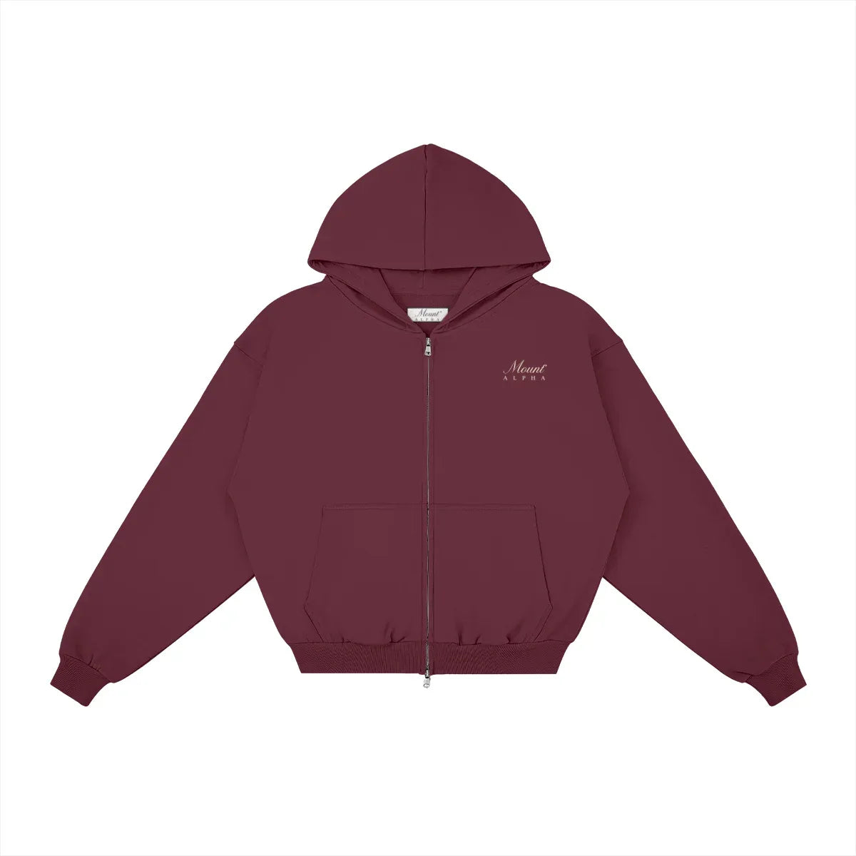 Heavyweight Full-Zip Unisex Woman Hoodie - Red Burgund/Velvet Off White - Mount Alpha Clothing®