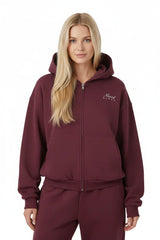 Heavyweight Full-Zip Unisex Woman Hoodie - Red Burgund/Velvet Off White - Mount Alpha Clothing®